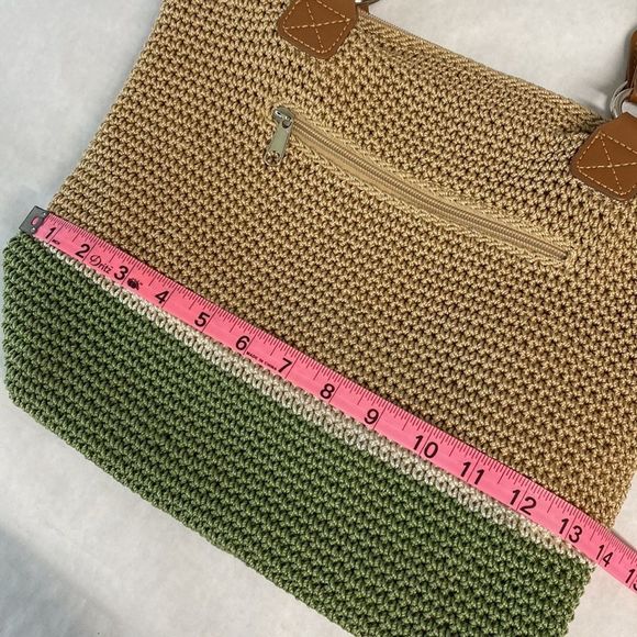 The Sak Tan Green Crochet Purse Shoulder Bag Tote - Picture 11 of 13